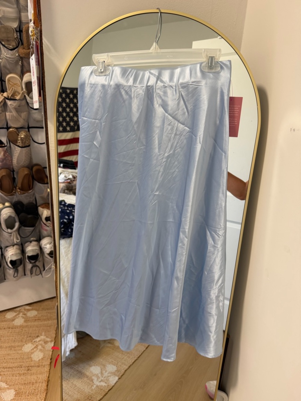 Ivy City Co Light Blue Satin Maxi Skirt